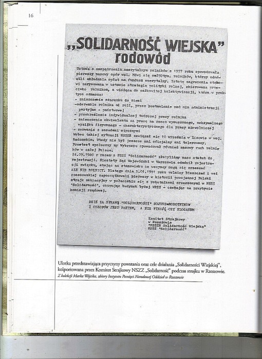 Fragment ksiązki IPN "strajki rzeszowsko
              -ustrzyckie"-o ogólnopolskim strajku ustrzyckim z 29
              12 1980 r,o opozycji innej jak KOR owska o osadnictwie i
              modernizacji wsi ani słowa